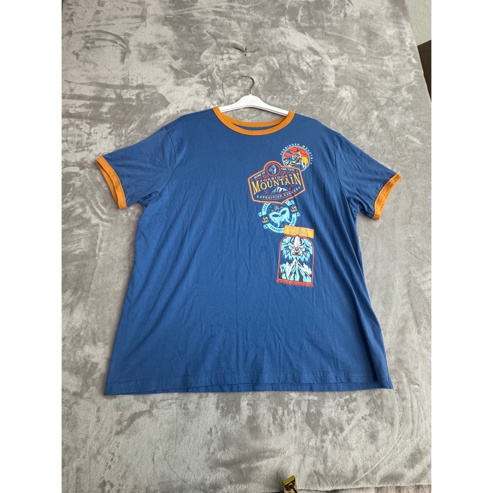 Disney Expedition Everest Forbidden Mountain Yeti Ringer‎ T-Shirt Blue Mens XL